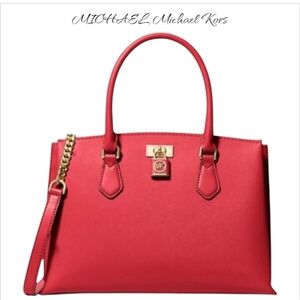 NWT MICHAEL Michael Kors Red Leather Satchet Crossbody Bag